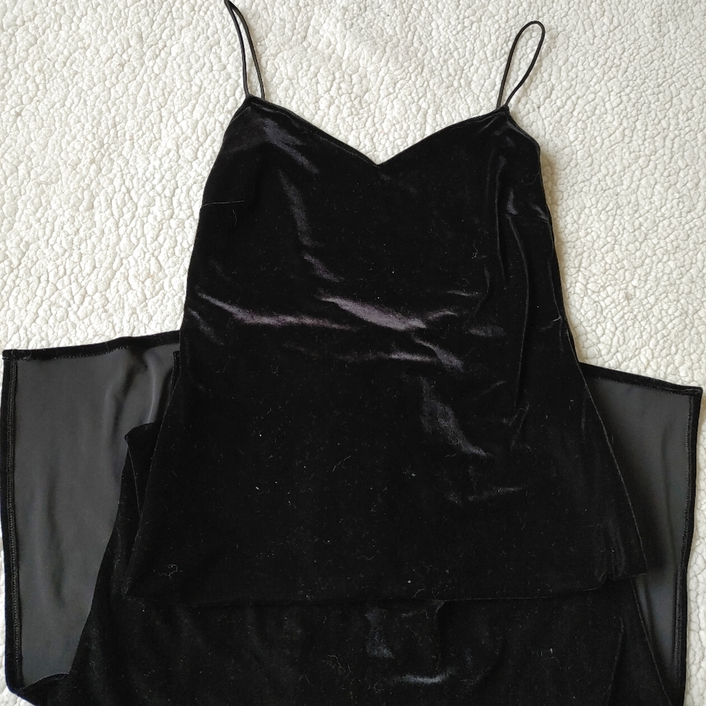Black velvet slip dress